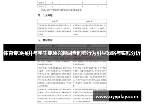 体育专项提升与学生专项兴趣调查问卷行为引导策略与实践分析